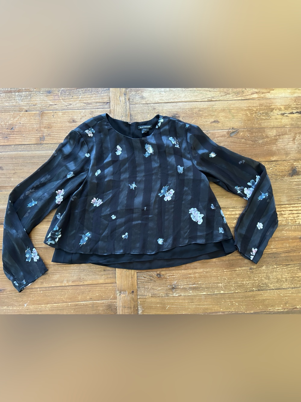 Club Monaco Sheer Silk Floral Long-Sleeve Blouse